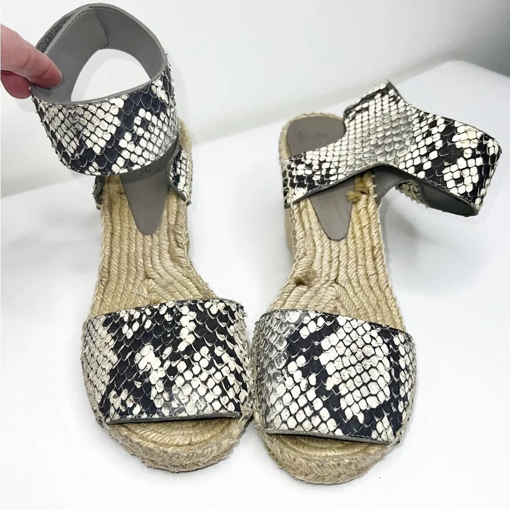 Vince Sophia Snake Print Espadrille Wedge‎ Sandals